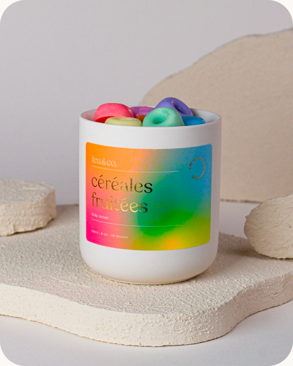 Bougie Céréales Fruitées — Feu & Co. | Cire de Soya 226g