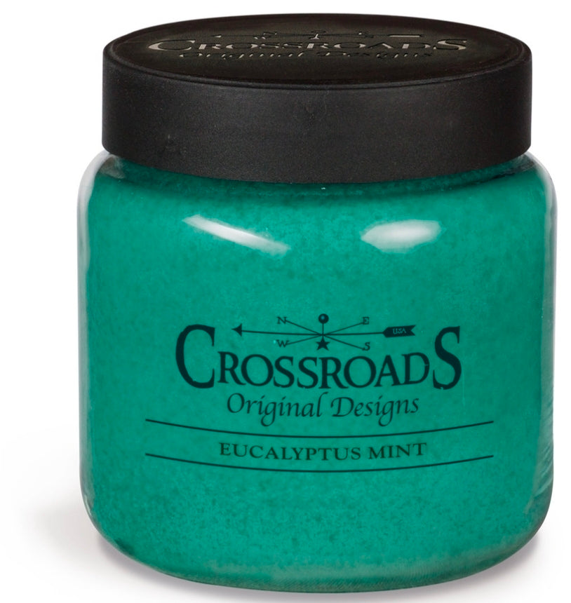 Bougie Eucalyptus & Menthe 16 oz – bougie parfumée aux notes d’eucalyptus, bergamote et menthe fraîche, ambiance spa, purifiante et revitalisante.